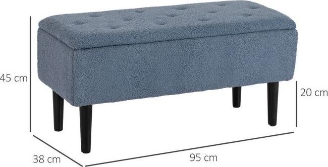 Actual product image Swisshandel24 Upholstered bench with storage space, seat chest, cashmere look, up to 120 kg, natural wood frame (95 cm)