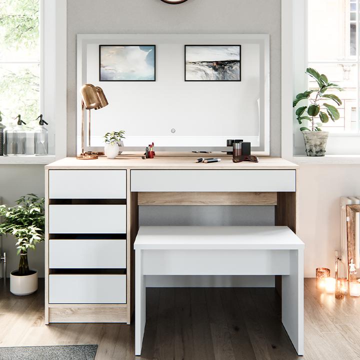 Image du produit Vicco Sherry avec miroir LED et tabouret (120 x 75 x 55 cm)