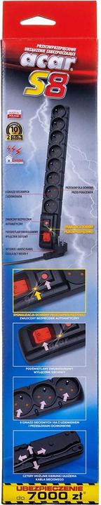 Actual product image Acar S8 Extension Cable 8 AC Outputs Indoor (CEE 7/5, 1.50 m)