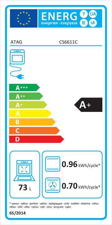 Label énergétique Atag FOUR COMBI STOOM CS6611C