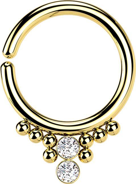 Actual product image Star Piercing Micro Piercing Ring gold plated eight balls and two crystals silver (without brass, Surgical steel 316L)