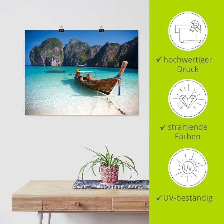Actual product image Artland Poster Maya Bay, Koh Phi Phi Leh, Thailand T5VI 60x45 cm (40 x 30 cm)
