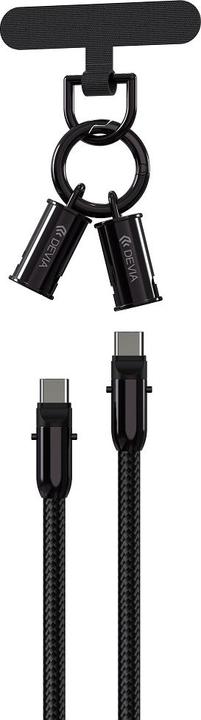 Actual product image Devia cable lanyard 2in1 PD USB-C - USB-C 1,2 m 60W black (1.20 m, 60 W)