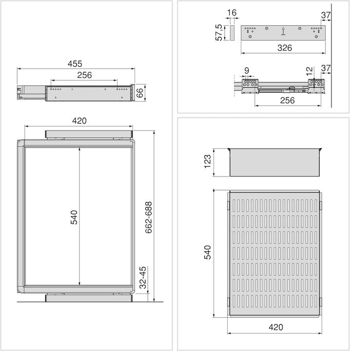 Actual product image Emuca Quartz Drawer and Adjustable Frame Kit