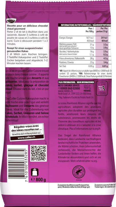 Valori nutrizionali e ingredienti Cailler Cucina (800 g)