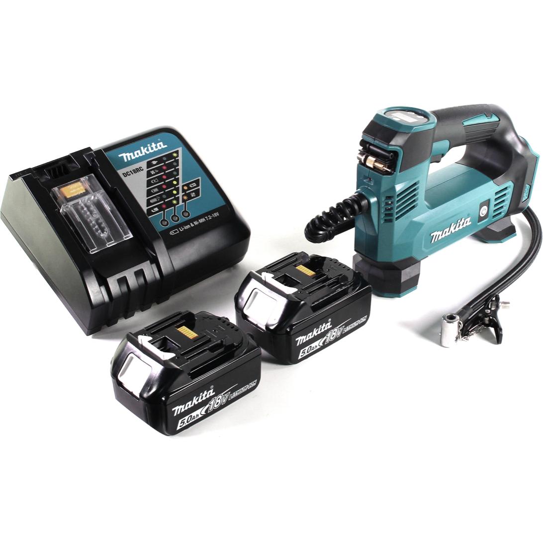 Thumbnail - Makita, Kompressor, DMP 180 RT Akku Kompressor 18 V 8,3 bar + 2x Akku 5,0 Ah + Ladegerät (8.30 Bar, 12 l)