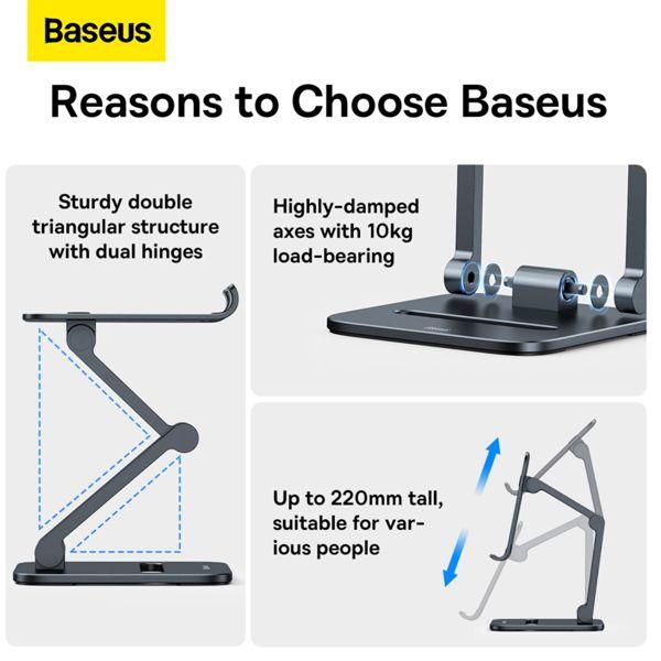 Actual product image Baseus Desktop Biaxial Foldable Metal Stand (for Phones) Grey