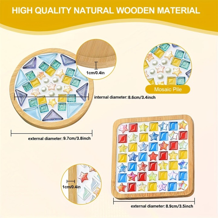 Produktbild Activity Board DIY Glasmosaikfliesen für Handwerk, gemischte Farbe Mosaik Kits mit hölzernen Untersetzer für