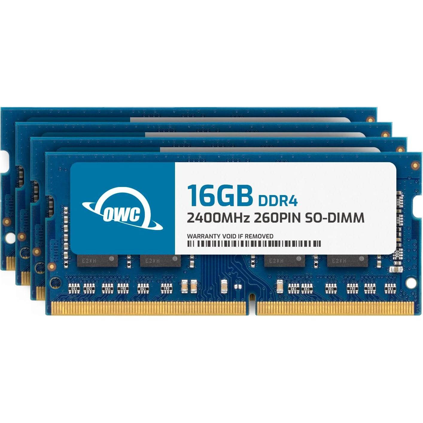 Thumbnail - OWC 64.0GB (4x 16GB) 2400MHz DDR4 PC4-19200 SO-DIMM 260 Pin CL17 Memory Upg. (4 x 16GB, 2400 MHz, DDR4-RAM, SO-DIMM), RA...