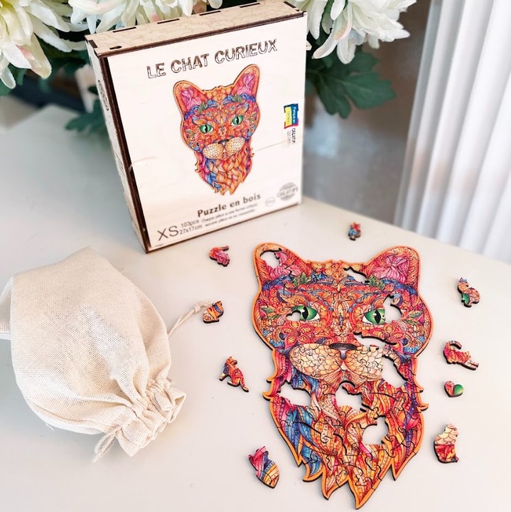 Actual product image Creatif wood PZ BOIS - LE CHAT CURIEUX - 103PCS - XS (103 pieces)
