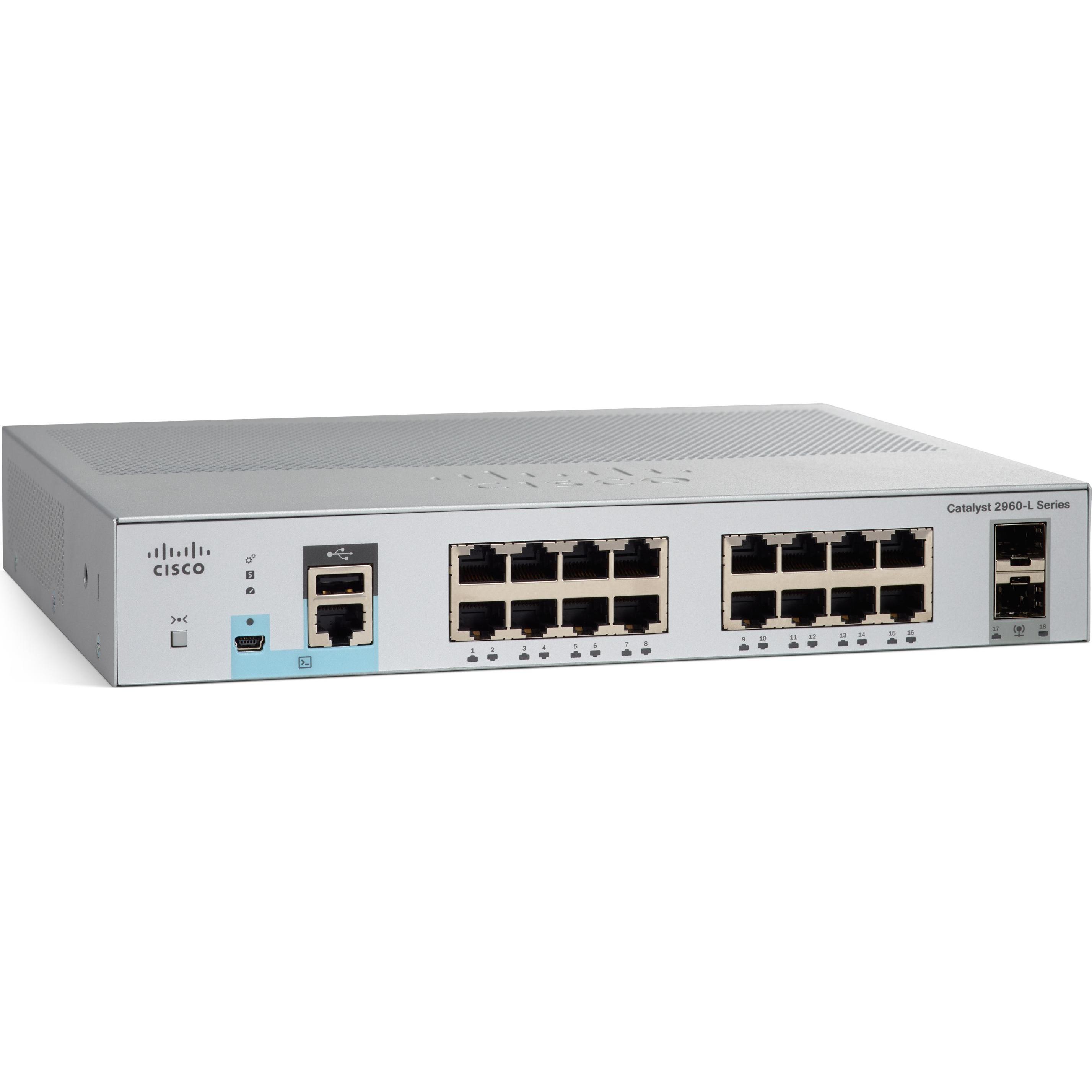 Cisco 2960L-16TS-LL: 16 Port LAN Lite SW (16 Ports), Netzwerk Switch, Grau