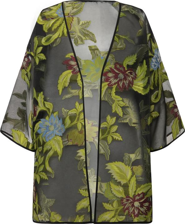 Produktbild Ulla Popken Chiffonjacke, florales Design, V-Ausschnitt, 3/4-Arm (56)
