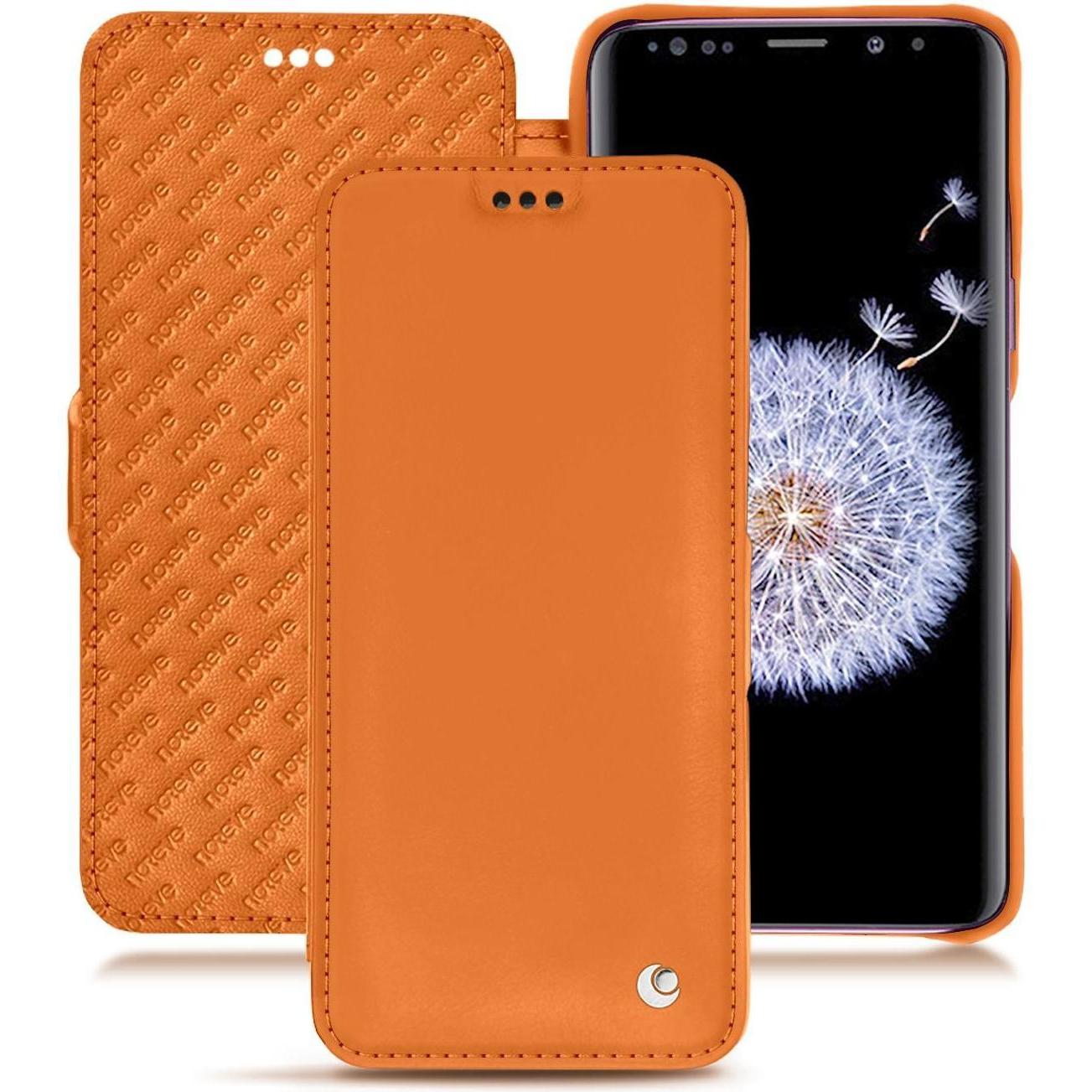 Noreve Lederschutzhülle horizontal (Samsung Galaxy S9+), Smartphone Hülle, Orange