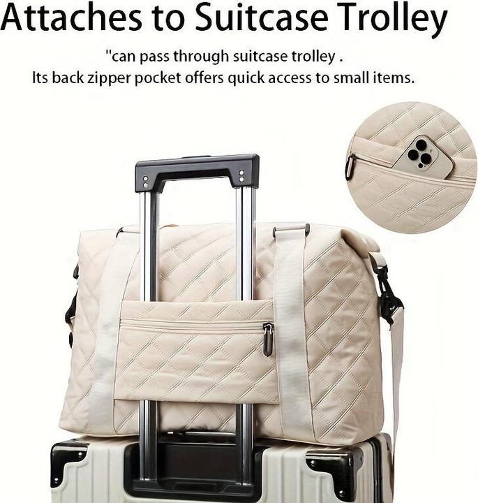 Actual product image Only-Bags.Store Large capacity Travel Duffle Bag with Argyle pattern, solid colour, Overnight Tote with