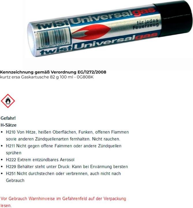 Produktbild Kurtz Ersa Gaskartusche