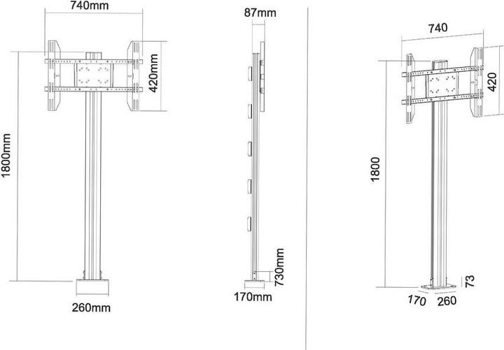 Produktbild Multibrackets M Display Stand 180 Single Silver w. Floormount (60 kg, 23" - 63")