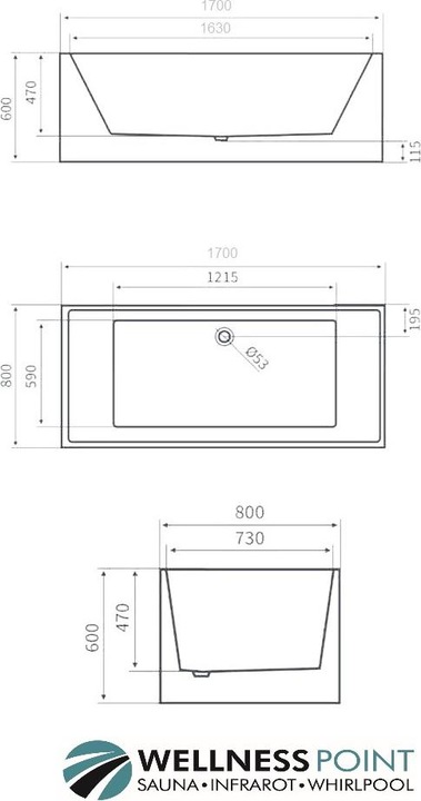 Actual product image PureHaven freestanding luxury acrylic bath tub 170x80 cm elegant incl. siphon overflow protection easy to (200 l, 80 cm, 170 cm)