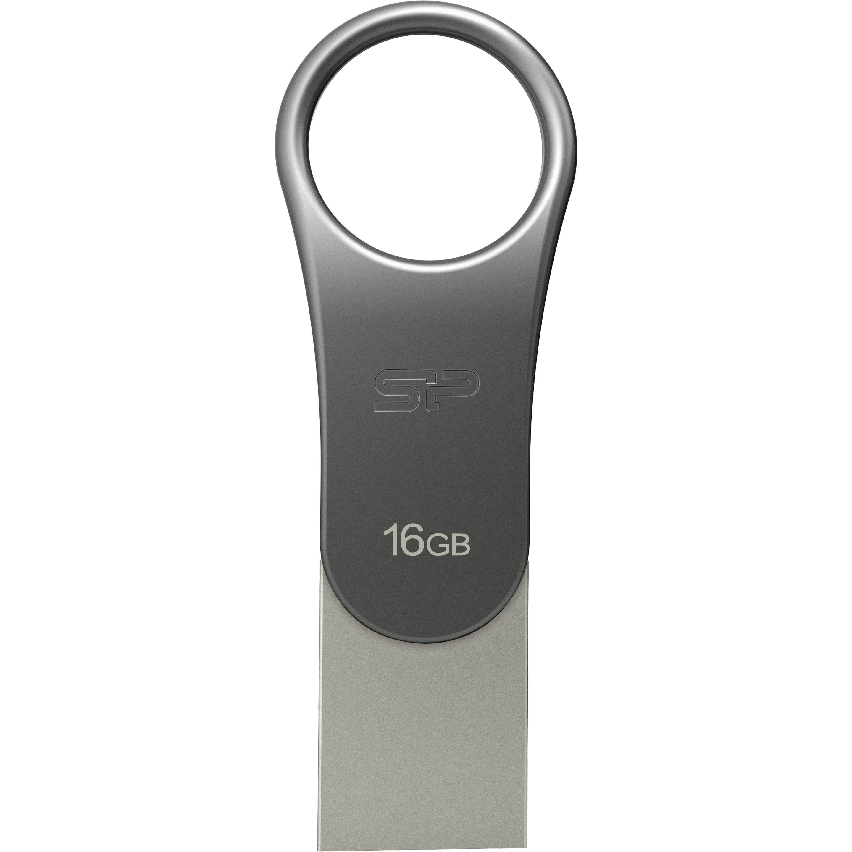Silicon Power C80 (16 GB, USB-A, USB-C, USB 3.1), USB Stick, Schwarz