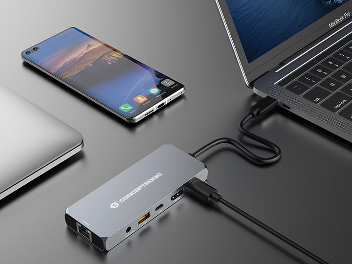 Actual product image Conceptronic Dock USB-C->HDMI,2.5GbE,USBC/3.0,100WPD0.18m gr (USB-C, 6 ports)