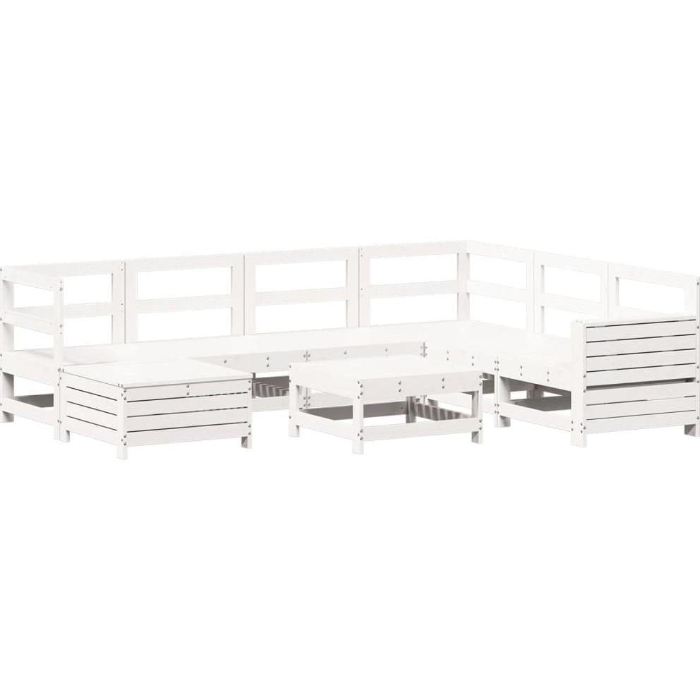 Thumbnail - VidaXL, Gartenlounge, Gartenmöbel Sofa Garnitur Lounge Sitzgruppe 8-tlg. Weiss Massivholz Kiefer