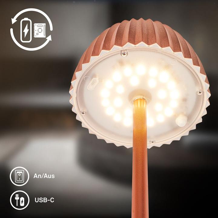 Actual product image Briloner Brilo unplugged RIFFLE Akku LED Stehleuchte mit Lichtkante - Kupfer (400 lm)