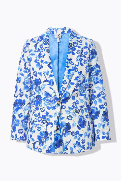 Actual product image Ulla Popken Floral Lapel Collar Blazer (52)