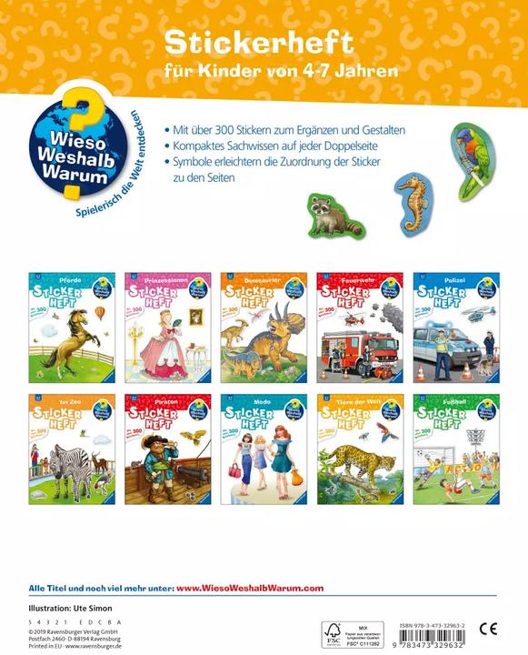 Actual product image Ravensburger Sticker booklet animals of the world