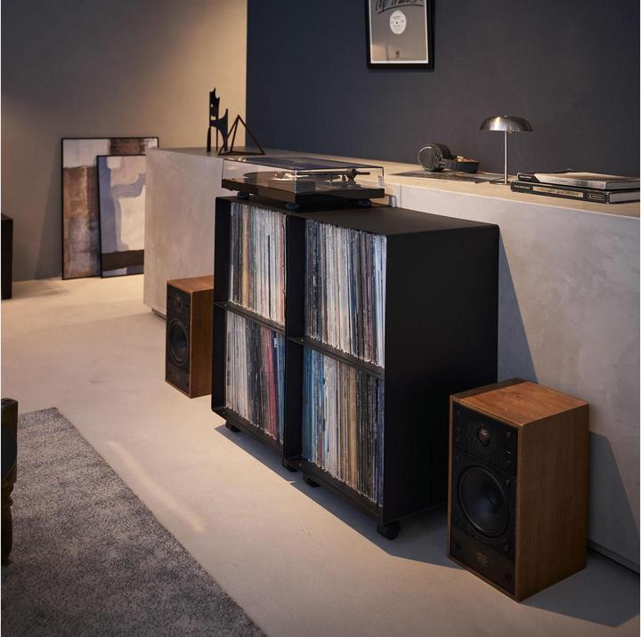 Actual product image Yamazaki 2-stöckiges Schallplatten-Regal mit Rollen TOWER (40 x 40 x 73.30 cm)