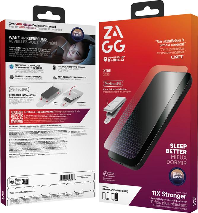 Image du produit Zagg Invisibleshield Glass XTR5 - Schutzglas mit Graphen und Blaulichtfilter für das iPhone (1 pcs, Apple iPhone 17 Pro Max)