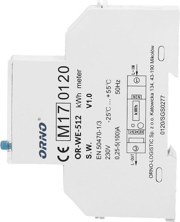 Actual product image MGA Orno LCD digital AC meter, 1-phase display of power consumption with MID certificate, 100A