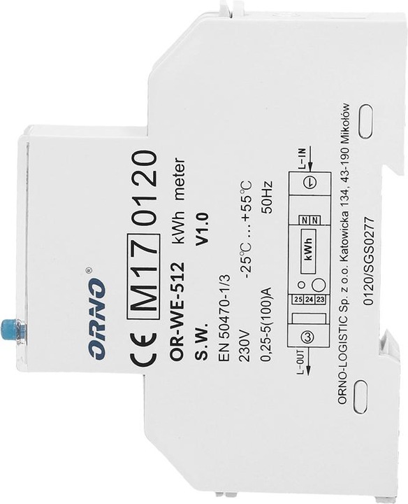 Produktbild MGA Orno LCD digitaler Wechselstromzähler, 1-Phasen-Anzeige des Stromverbrauchs mit MID Zertifikat, 100A