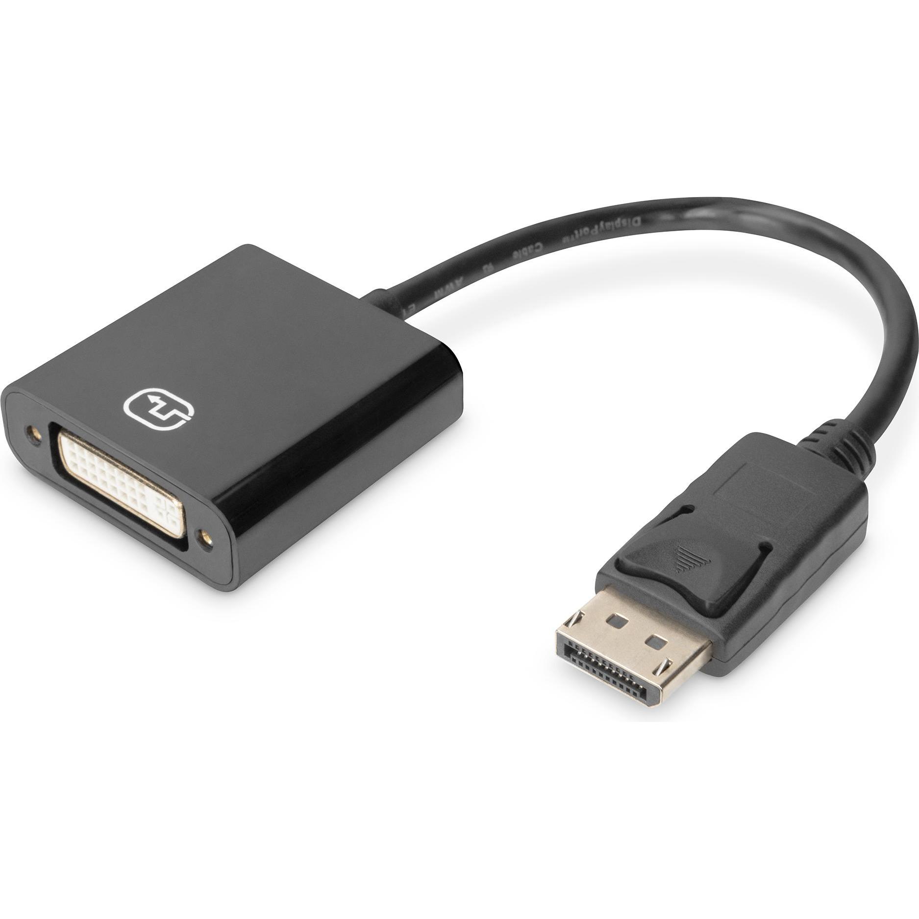 Digitus Nero Adattatore Attivo Displayport / Convertitore, Dp A Dvi (Dvi, 15 Cm), Adattatore Dati + Video,