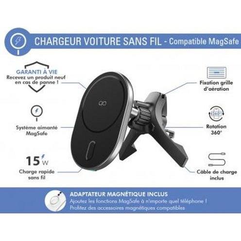 Thumbnail - Force Power 15W Induktionsladegerät, Auto Adapter, Schwarz