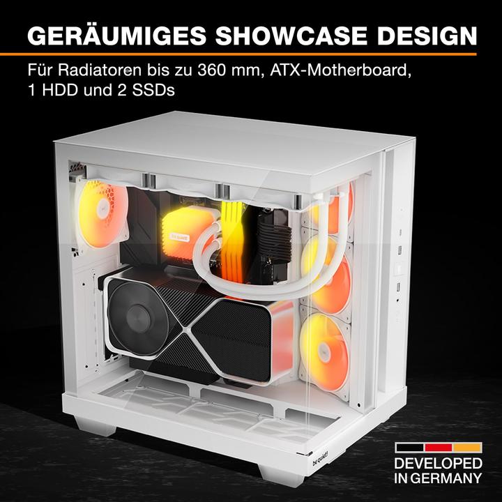 Actual product image be quiet! Light Base 500 LX Weiss Midi Tower Gaming Gehäuse mit Seitenfenster (mATX, Mini-ITX, ATX)