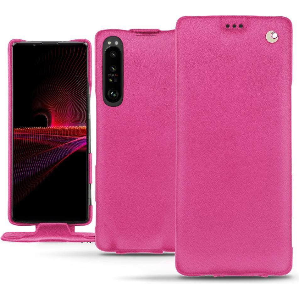 Noreve Lederschutzhülle vertikal (Sony Xperia 1 III), Smartphone Hülle, Rosa