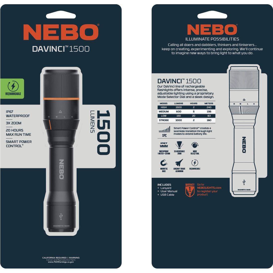 Thumbnail - Nebo, Taschenlampe, DAVINCI 1500 (16.66 cm, 1500 lm)