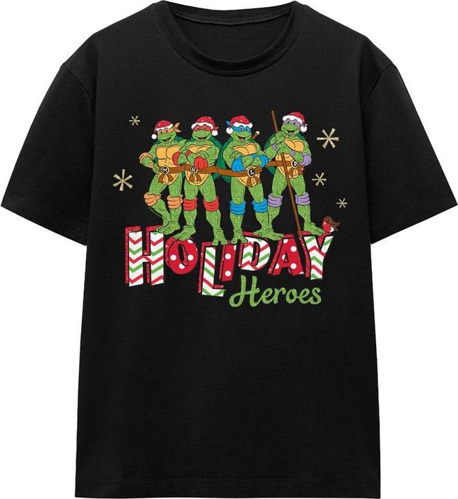 Actual product image Teenage Mutant NT Unisex Adult Holiday Heroes Christmas T-Shirt (M)