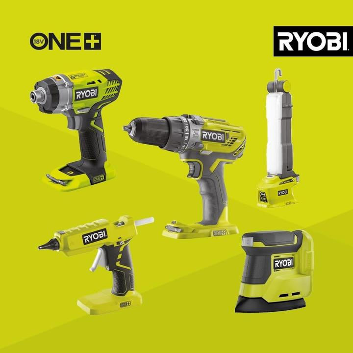 Actual product image Ryobi Ensemble de 9 outils 18V avec perçage, vissage, ponçage, sciage et éclairage