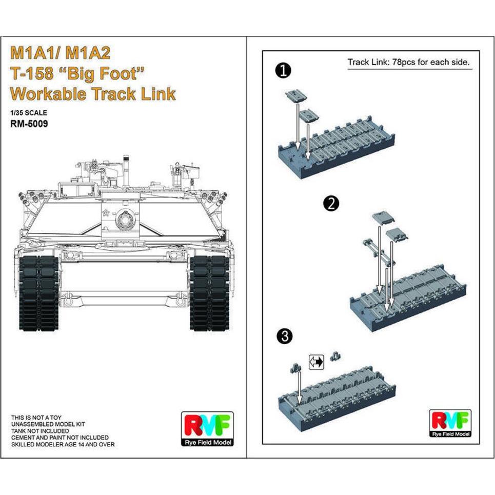 Rye Field Model M1A1/ M1A2 T-158"Big Foot"Workable Track Link