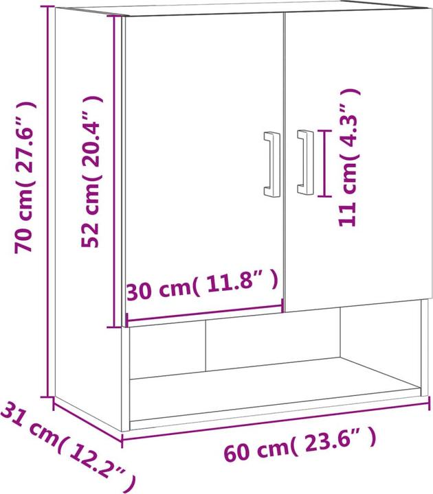 Actual product image vidaXL Wandschrank (60 x 31 x 70 cm)