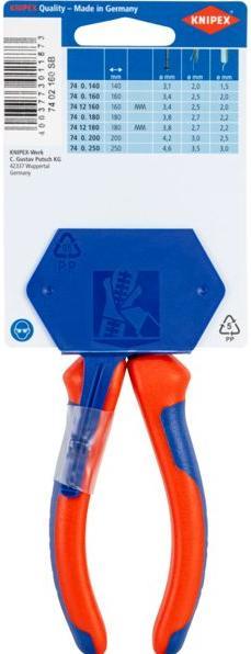 Productafbeelding Knipex Power zijkniptang DIN ISO 5749 L.160mm recht met afschuining zwart atram. kop pol. 2comp. schede... (160 mm)