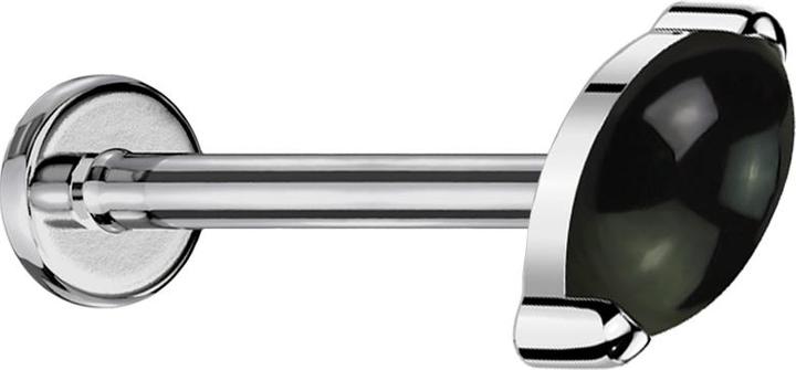 Produktbild Star Piercing Micro Threadless Labret silber Ovaler schwarzer Onyx Stein (Titan G23, ohne Messing, Mineralisch)