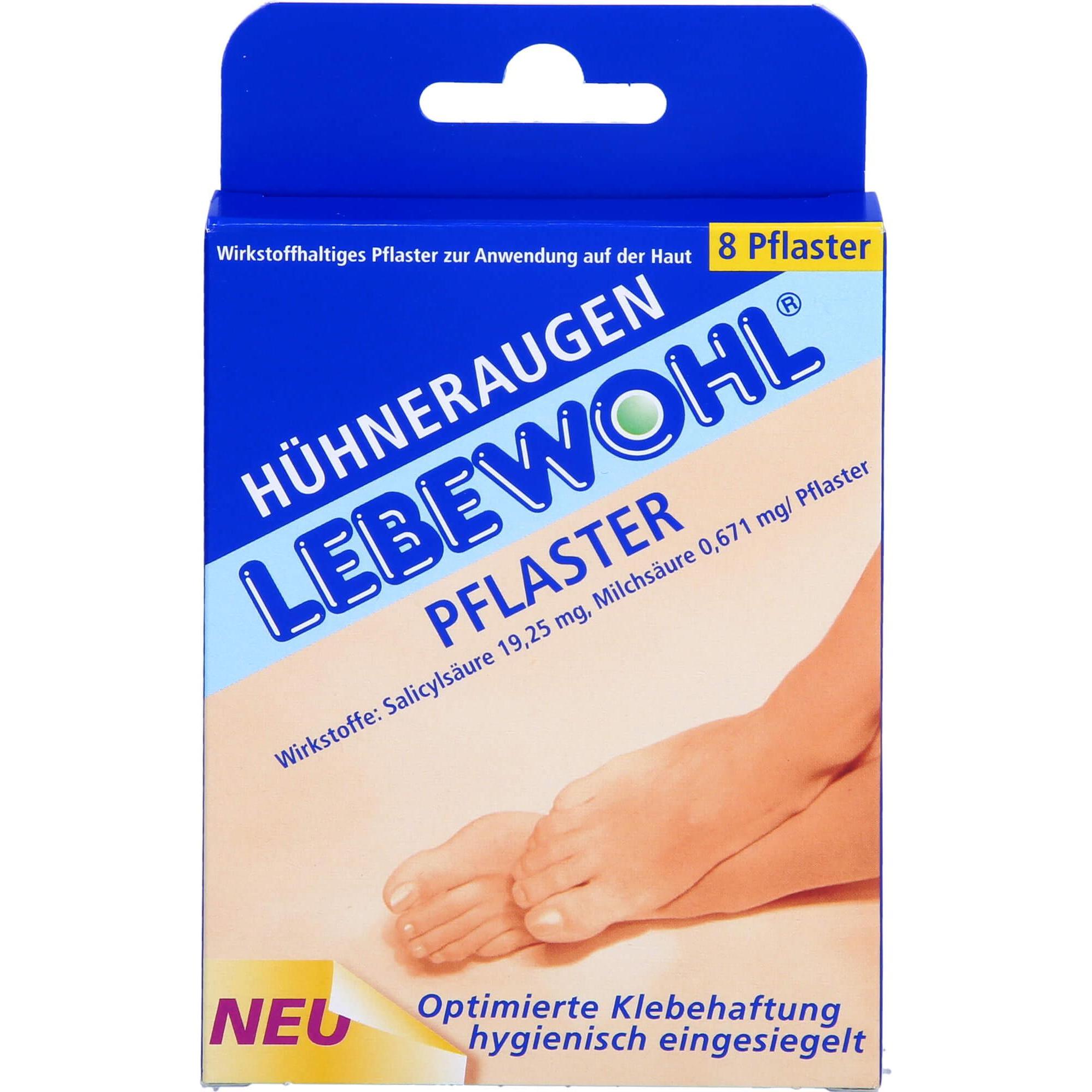 Lebewohl, Fusspflegemittel, Huehneraugenpfl. normal Pfl., 8 St. Pflaster (Fusspflaster)