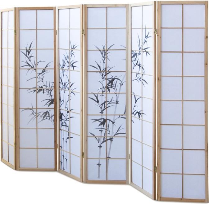 Immagine prodotto Homestyle4u Paravento in legno a 6 pannelli con motivo di bambù scuro