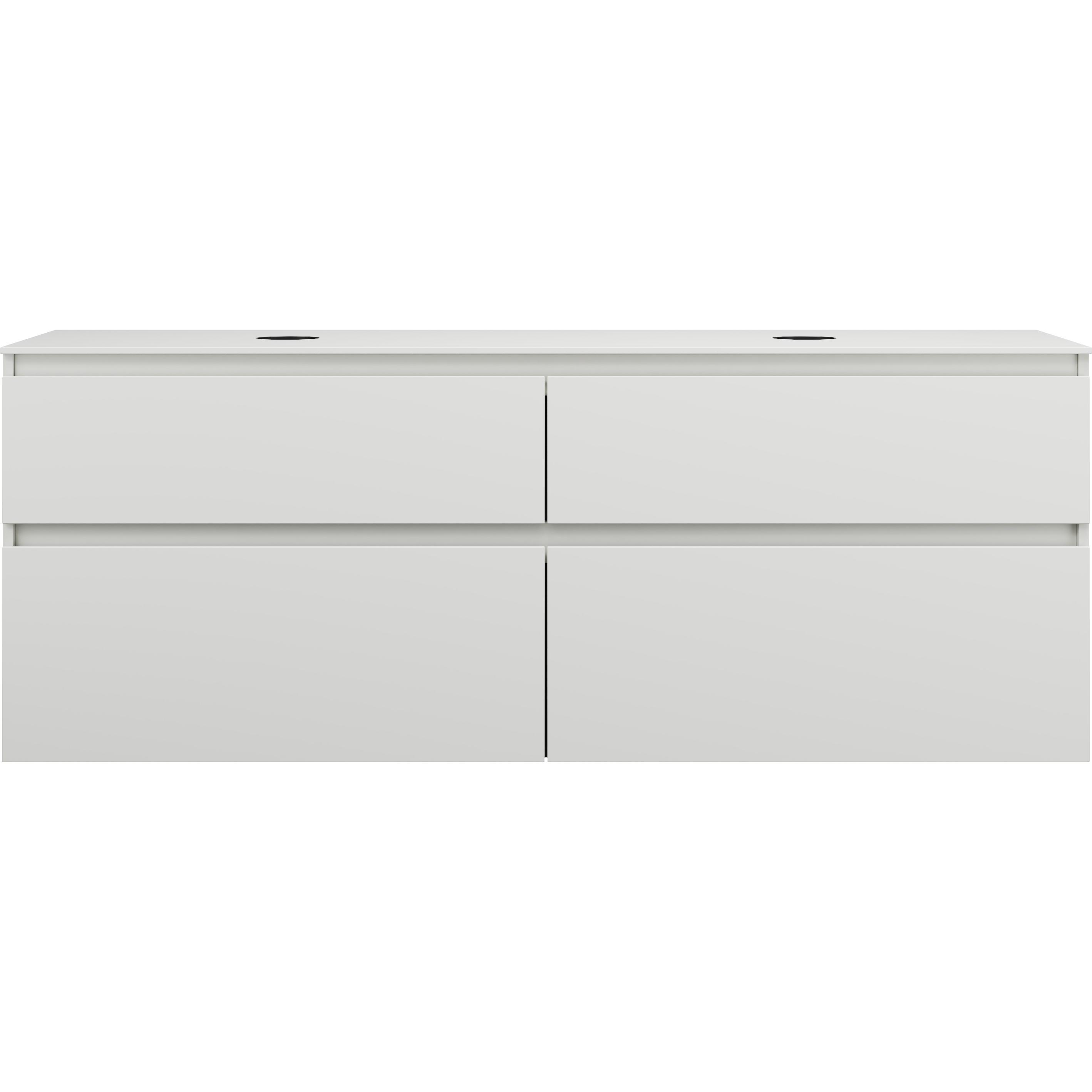 burgbad, Waschtischkonsole, Lin20 Waschtischunterschrank inklusive Konsolenplatte, 2 Beckenausschnitte, 4 Auszüge, Tief