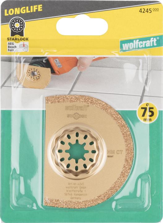 Actual product image wolfcraft Segment blade "Expert" carbide-coated, STARLOCK holder, mortar, cement joints, Ø 75 mm