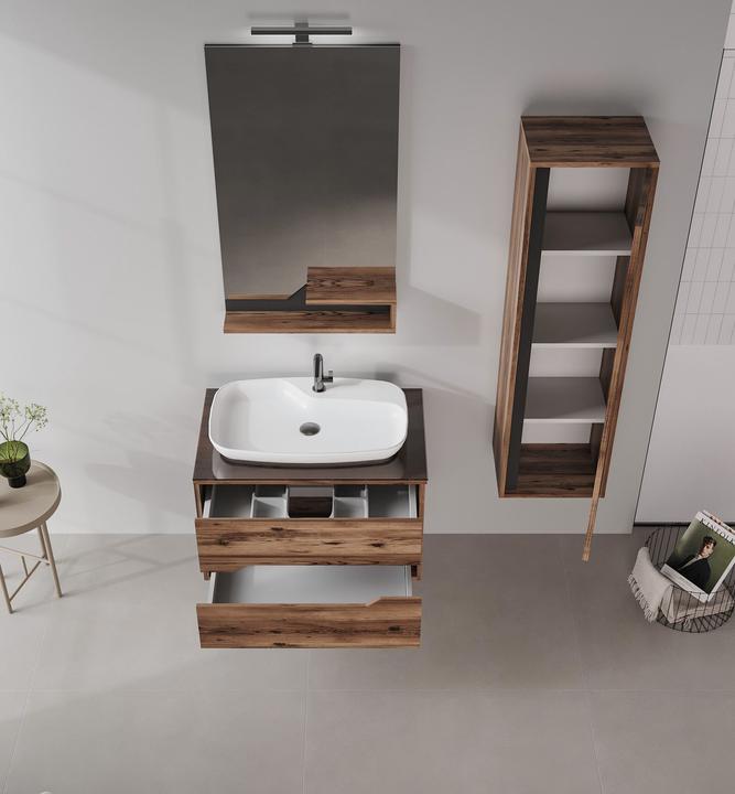 Produktbild Homitis Galia 80 v2 Bathroom Cabinet With Sink & Mirror Set (2 Pieces)