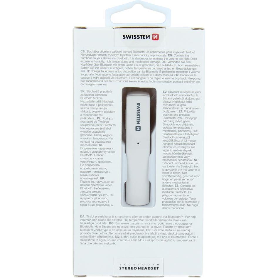 Swissten Bluetooth Headset ULTRA LIGHT UL-9 (Kabellos), Kopfhörer, Weiss