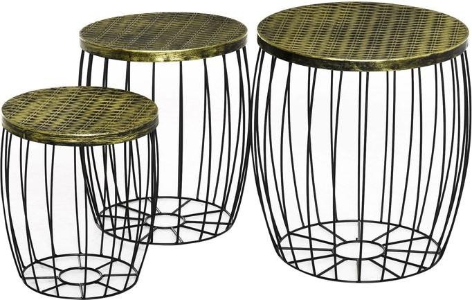Produktbild Swisshandel24 3er-Set Couchtische Beistelltische Retro Metallkorb Drahtkorb Garten Satztisch Gartenmöbel Outdoor B