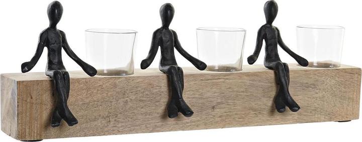 DKD Home Decor Kerzenschale 43 x 9 x 14 cm Kristall natürlich Schwarz Braun Durchsichtig Aluminium M